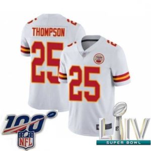 Superior 2020 Super Bowl LIV Kansas City Chiefs #25 Darwin Thompson White Vapor Untouchable Limited Player Football Jersey