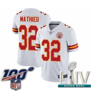 Finest 2020 Super Bowl LIV Kansas City Chiefs #32 Tyrann Mathieu White Vapor Untouchable Limited Player Football Jersey