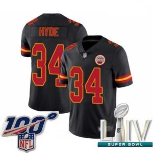 Exceptional 2020 Super Bowl LIV Kansas City Chiefs #34 Carlos Hyde Limited Black Rush Vapor Untouchable Football Jersey