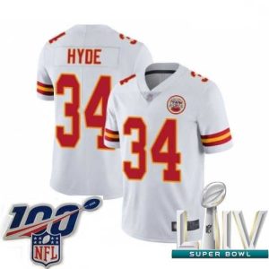 Premium 2020 Super Bowl LIV Kansas City Chiefs #34 Carlos Hyde White Vapor Untouchable Limited Player Football Jersey