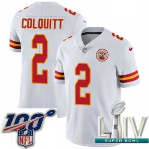 Finest 2020 Super Bowl LIV Nike Kansas City Chiefs #2 Dustin Colquitt White Vapor Untouchable Limited Player NFL Jersey