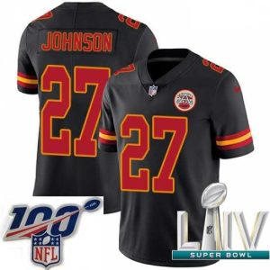 Marvelous 2020 Super Bowl LIV Nike Kansas City Chiefs #27 Larry Johnson Limited Black Rush Vapor Untouchable NFL Jersey