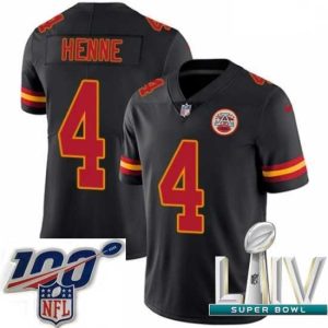 Finest 2020 Super Bowl LIV Nike Kansas City Chiefs #4 Chad Henne Limited Black Rush Vapor Untouchable NFL Jersey