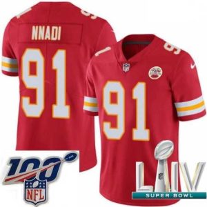 Gorgeous 2020 Super Bowl LIV Nike Kansas City Chiefs #91 Derrick Nnadi Red Team Color Vapor Untouchable Limited Player NFL Jersey