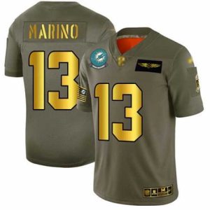 High quality Dolphins 13 Dan Marino Camo Gold Stitched Football Limited 2019 Salute To Service Jersey