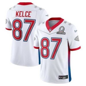 Finest 2022 NFL Pro Bowl Kansas City Chiefs 87 Travis Kelce AFC White Jersey