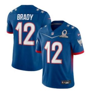 Gorgeous 2022 NFL Pro Bowl Tampa Bay Buccaneers #12 Tom Brady NFC Blue Jersey