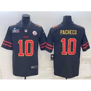 Outstanding Kansas City Chiefs 10 Isiah Pacheco Black Red Gold Super Bowl LVII Patch Vapor Untouchable Limited Stitched Jersey