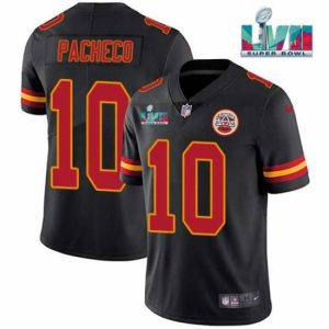 Gorgeous Kansas City Chiefs 10 Isiah Pacheco Black Super Bowl LVII Patch Vapor Untouchable Limited Stitched Jersey