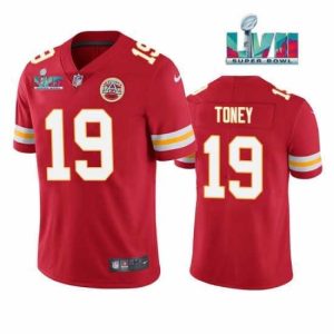 Outstanding Kansas City Chiefs 19 Kadarius Toney Red Super Bowl LVII Patch Vapor Untouchable Limited Stitched Football Jersey