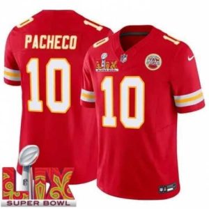 Superb Kansas City Chiefs Isiah Pacheco #10 Red 2024 2025 Super Bowl LIX F.U.S.E Stitched Jersey