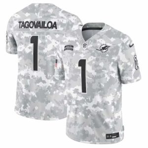 Premium Miami Dolphins 1 Tua Tagovailoa 2024 Arctic Camo Salute To Service Limited Stitched Football Jersey