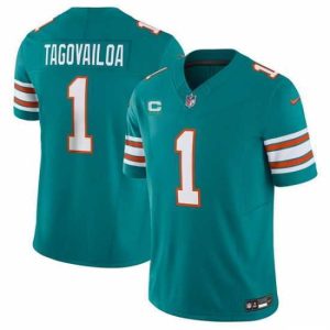 High quality Miami Dolphins 1 Tua Tagovailoa Aqua 2023 F.U.S.E Alternate With 3 Star C Patch Vapor Limited Stitched Football Jersey