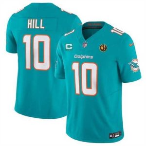 Exquisite Miami Dolphins 10 Tyreek Hill Aqua 2023 F.U.S.E  With 2 Star C Patch And John Madden Patch Vapor Limited Stitched Football Jersey