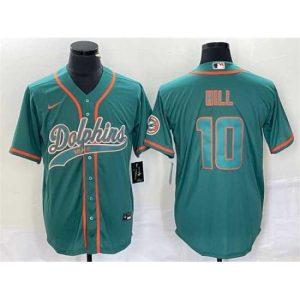 Exceptional Miami Dolphins 10 Tyreek Hill Aqua Cool Base Stitched Baseball Jersey