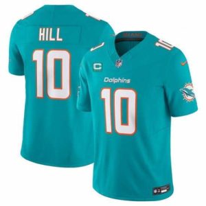 Outstanding Miami Dolphins 10 Tyreek Hill Aqua F.U.S.E With 3 Star C Patch Vapor Limited Stitched Football Jersey