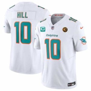 Superb Miami Dolphins 10 Tyreek Hill White 2023 F.U.S.E  With 2 Star C Patch And John Madden Patch Vapor Limited Stitched Football Jersey