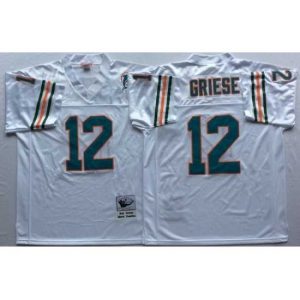 Superior Miami Dolphins 12 Bob Griese White M&N Throwback Jersey