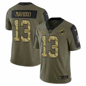 Superior Miami Dolphins 13 Dan Marino 2021 Salute To Service Olive Camo Limited Stitched Jersey
