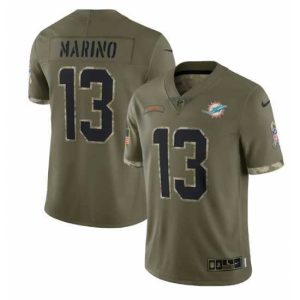 Superb Miami Dolphins 13 Dan Marino Olive 2022 Salute To Service Limited Stitched Jersey