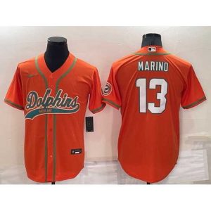 Superior Miami Dolphins 13 Dan Marino Orange Cool Base Stitched Baseball Jersey