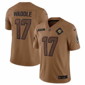 Exquisite Miami Dolphins 17 Jaylen Waddle 2023 Brown Salute To Service Limited Stitched Football Jersey