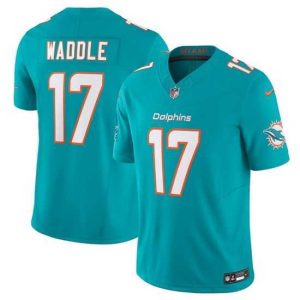 Finest Miami Dolphins 17 Jaylen Waddle Aqua 2023 F.U.S.E Vapor Limited Stitched Football Jersey
