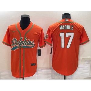 Superior Miami Dolphins 17 Jaylen Waddle Orange Cool Base Stitched Baseball Jersey