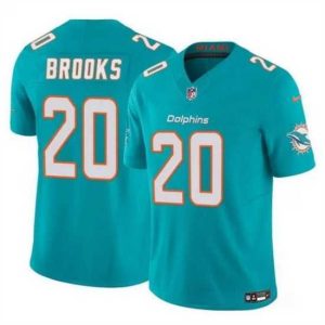 Finest Miami Dolphins 20 Jordyn Brooks Aqua 2024 F.U.S.E Vapor Limited Stitched Football Jersey