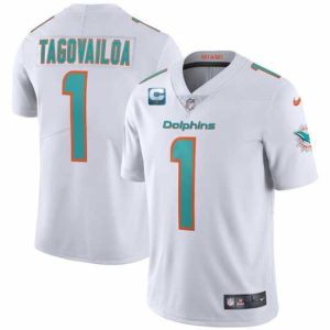 Exceptional Miami Dolphins 2022 #1 Tua Tagovailoa White With 1-star C Patch Vapor Limited Stitched NFL Jersey