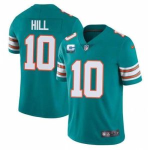 Exceptional Miami Dolphins 2022 #10 Tyreek Hill Aqua With 2-star C Patch Rush Color Stitched Football Jersey