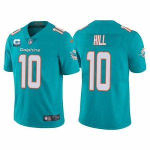 High quality Miami Dolphins 2022 #10 Tyreek Hill Aqua With 2-star C Patch Vapor Untouchable Limited Stitched Football Jersey
