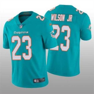 High quality Miami Dolphins 23 Jeff Wilson Jr 2022 Aqua Vapor Untouchable Limited Stitched Jersey