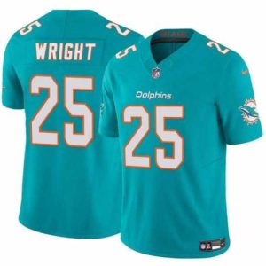 Finest Miami Dolphins 25 Jaylen Wright Aqua 2024 F.U.S.E Vapor Limited Stitched Football Jersey