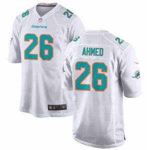 Gorgeous Miami Dolphins 26 Salvon Ahmed White Stitched Game Football Jersey