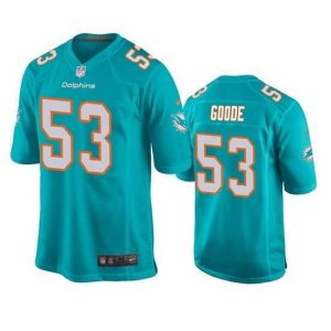 Finest Miami Dolphins 53 Cameron Goode Aqua Stitched Football Jersey