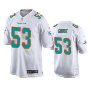 Gorgeous Miami Dolphins 53 Cameron Goode White Stitched Football Jersey