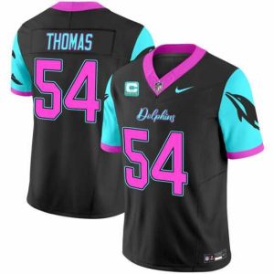 High quality Miami Dolphins 54 Zach Thomas Black F.U.S.E  With 4 Star C Patch Miami Vice Vapor Limited Stitched Football Jersey