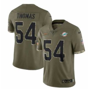 Superb Miami Dolphins 54 Zach Thomas Olive 2022 Salute To Service Limited Stitched Jersey
