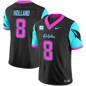 Superior Miami Dolphins 8 Jevon Holland Black F.U.S.E  With 1 Star C Patch Miami Vice Vapor Limited Stitched Football Jersey