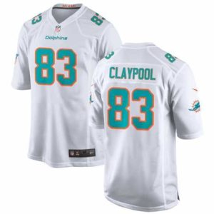 Marvelous Miami Dolphins 83 Chase Claypool White Stitched Game Football Jersey