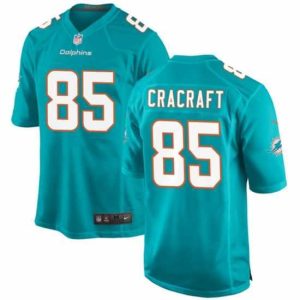 Finest Miami Dolphins 85 River Cracraft Aqua Stitched Game Jersey