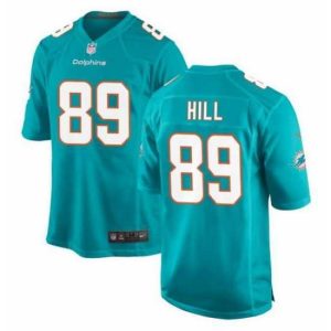 Outstanding Miami Dolphins 89 Julian Hill Aqua Stitched Game Jersey