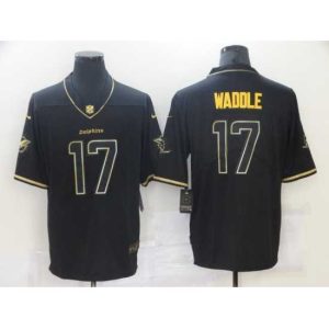 Marvelous Miami Dolphins Jaylen Waddle 17 Orange 2021 Black Gold Limited Stitched NFL Jersey