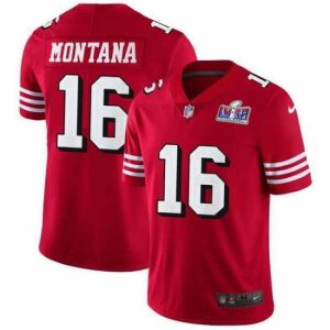 Premium NFL San Francisco 49ers 16 Joe Montana Red Vapor Untouchable Limited Stitched 2024 Super Bowl LVIII Jersey