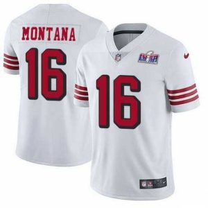Outstanding NFL San Francisco 49ers 16 Joe Montana White Throwback Vapor Untouchable Limited Stitched 2024 Super Bowl LVIII Jersey
