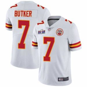 Exquisite Nike Kansas City Chiefs 7 Harrison Butker White Bound Stitched NFL Vapor Untouchable Limited 2024 Super Bowl LVIII Jersey