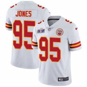 Gorgeous Nike Kansas City Chiefs 95 Chris Jones White Bound Stitched NFL Vapor Untouchable Limited 2024 Super Bowl LVIII Jersey