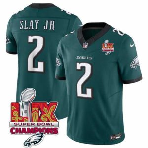 High quality Philadelphia Eagles 2 Darius Slay JR Green 2025 Eagles Logo Super Bowl LIX Patch New F.U.S.E  Vapor Limited Stitched Football Jersey
