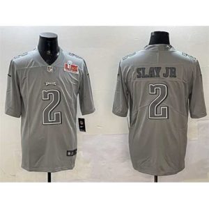 Exceptional Philadelphia Eagles 2 Darius Slay Jr  Grey 2025 Super Bowl LIX Patch Atmosphere Fashion Vapor Untouchable Limited Stitched Football Jersey